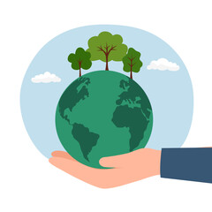 Earth Day. International Mother Earth Day. Environmental problems and environmental protection. Vector illustration. Caring for Nature. Set of vector illustrations