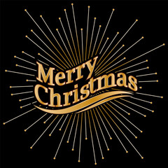 Merry Christmas greetings.  Golden illustration for congratulations, invitations and creative implementation of the holiday idea