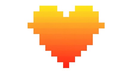 Obraz premium Pixelated orange gradient heart on white background