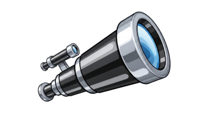 Cartoon illustration of a vintage style telescope.