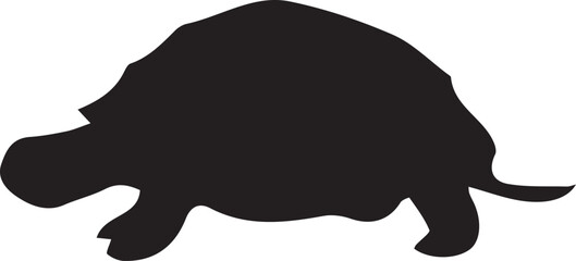 Silhouette of a Giant Tortoise: The bold silhouette of a majestic giant tortoise evokes a sense of ancient wisdom and patient endurance, against a stark contrast and a solid background.