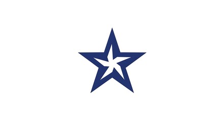 Fototapeta premium Blue outlined star symbol on white background