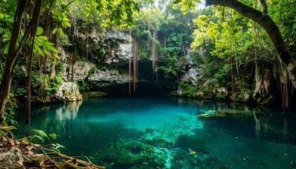 Lush jungle pool