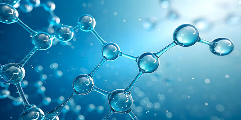 Blue molecule atoms science background