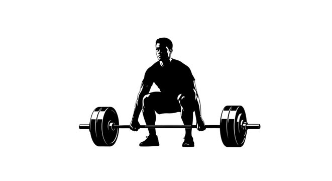 Powerful silhouette of athlete deadlifting
