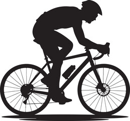 Fototapeta premium Black silhouette of a cyclist riding bike on a white background, vector clipart