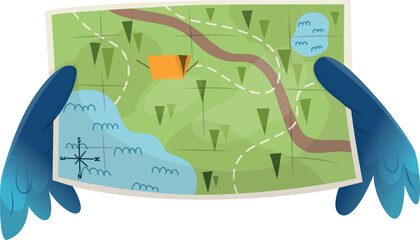 Tourist map in bird's wings