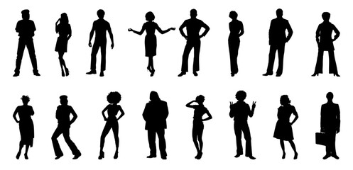 Retro people with Vintage Fashion silhouette.