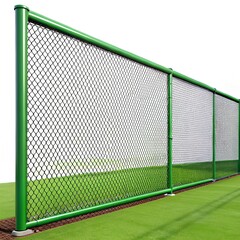 Fototapeta premium Green Chain Link Fence on White Background outfield