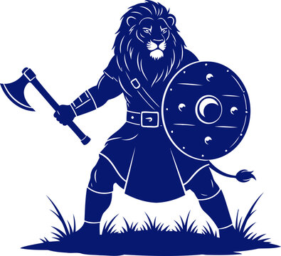 lionhearts valiant stand a majestic navy silhouette of unwavering courage, isolated on transparent background