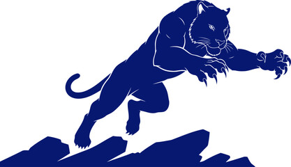 Obraz premium night prowlers silent descent a navy blue panther silhouette of stealth and power, isolated on transparent background