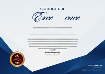 Fototapeta premium Elegant Certificate of Excellence Template