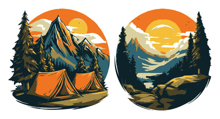 Adventurer Gazing at Majestic Mountains and Serene River Landscape