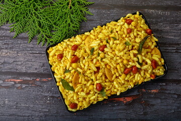 North Indian snack foods- puffed rice murmura chivda.
