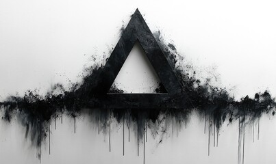 Abstract triangle graphic with black drips