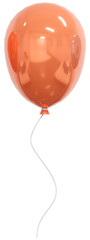 Realistic orange balloon isolated on white background. Helium balloons clipart for anniversary, birthday, wedding, party. 3D png illustration. © vensto