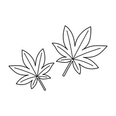 Black and White Hand-drawn Maple Leaves Line Illustration