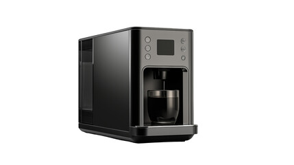 Fototapeta premium Sleek modern coffee maker brewing a rich dark beverage in a clear glass cup