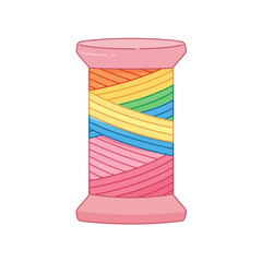 Colorful spool of thread featuring rainbow hues ideal for sewing crafting and textile projects isolated on white background Vector Illustration