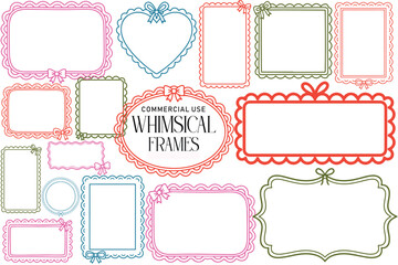 Whimsical Frames Doodle Clipart Bundle