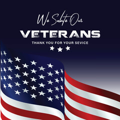 We salute our veterans thank you for your service american flag patriotic design
