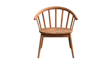 Elegant wooden chair with curved back and spindle design perfect for modern interiors