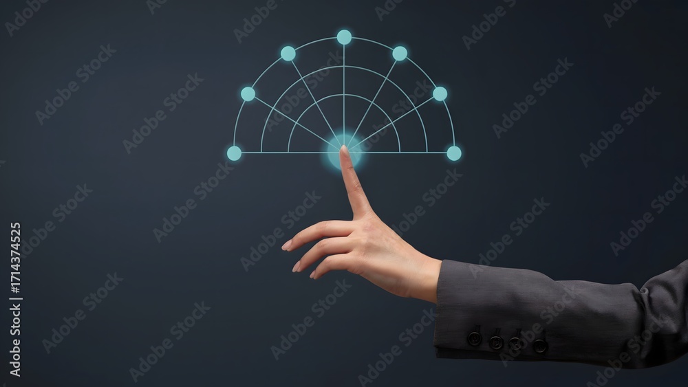 Canvas Prints a digital interface with a finger clicking on a luminous point, depicting modern connectivity and te
