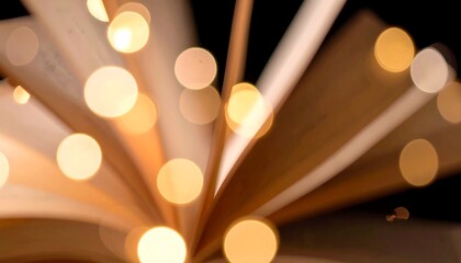 Open book with glowing lights