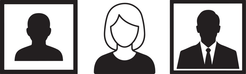 Male and Female User Avatars in Frames: Profile Pictures

Vector Icons of People in Frames for Social Media

Blank User Profile Photos: Male Silhouette and Female Outline