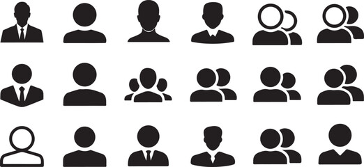 Large User Icons Pack: People and Group Silhouettes

Solid Black User Avatars for Apps and Websites

Professional and Casual User Icons Vector Set