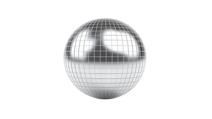 Shimmering silver disco ball reflects light, perfect for parties and celebrations