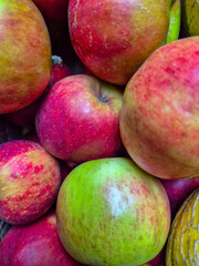 A close-up of freshly picked Apples and Cantaloupe Melon from a garden in Nottingham, UK.