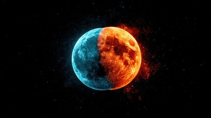 Fiery and frozen moon