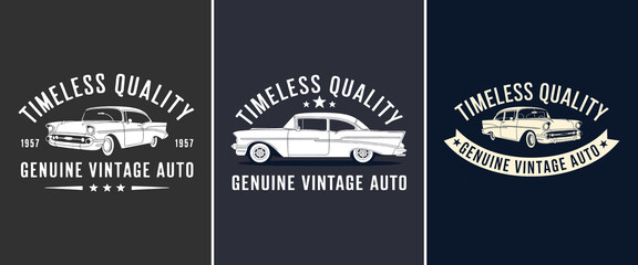 Timeless quality genuine vintage auto classic 1957 car illustration retro emblem for old school t shirt design and automotive culture
