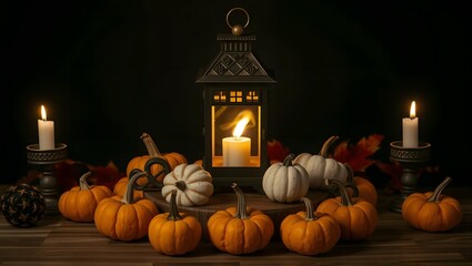Obraz premium halloween pumpkin and candle
