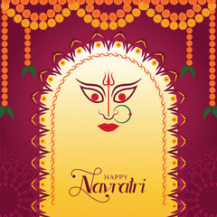 Indian Festival Durga Puja Celebration and Navratri Background Illustration With Festive Garland
