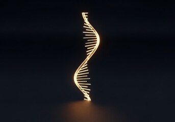 Golden dna helix spiral structure symbolizing life science genetics and molecular biology.