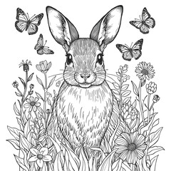 easter card with bunny and eggs