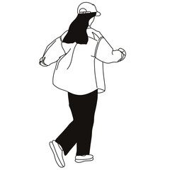 Silhouettes of people drawn by hand. Form of black silhouettes of people,silhouette of woman on white background.	