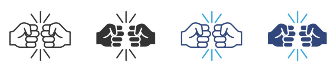 Fist bumping icon set, vector illustration. 