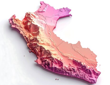 3D topographic map of Peru