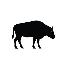 Buffalo silhouette grazing