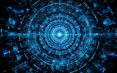 Fototapeta premium Abstract Digital Circles and Technological Patterns Display