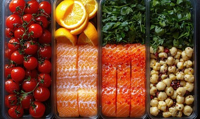 Prepared food items in clear containers