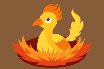 Cartoon phoenix fire nest vector illustration