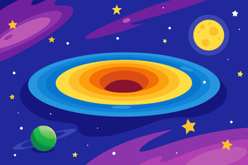 Cartoon wormhole starfield scene vector illustration