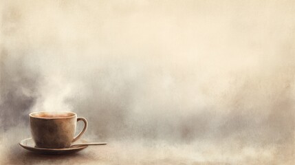 Warm coffee cup on table