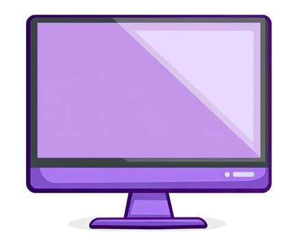 A cartoon illustration of a purple computer monitor with a subtly shaded screen, sitting on a small base against a white background