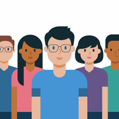 Diverse group of people in modern flat style on white background