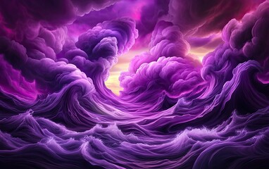 Fototapeta premium Eerie Purple Fog over Black Waves